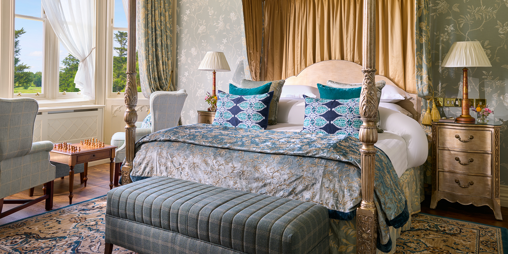 Image of bedroom from award winning Dromoland Castle featuring a new King Koil mattress