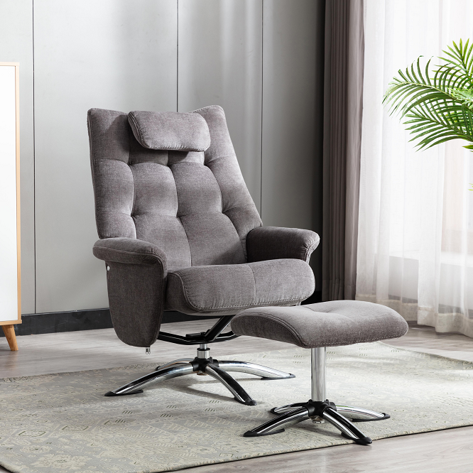 Swivel Grey Armchair And Stool Orson Chair And Stool Herbert Grey