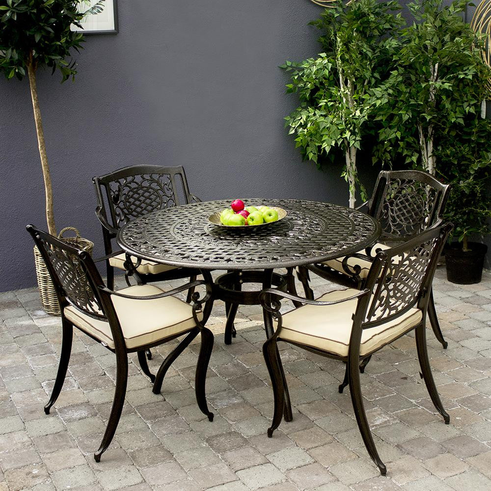 Round metal garden online table and 4 chairs