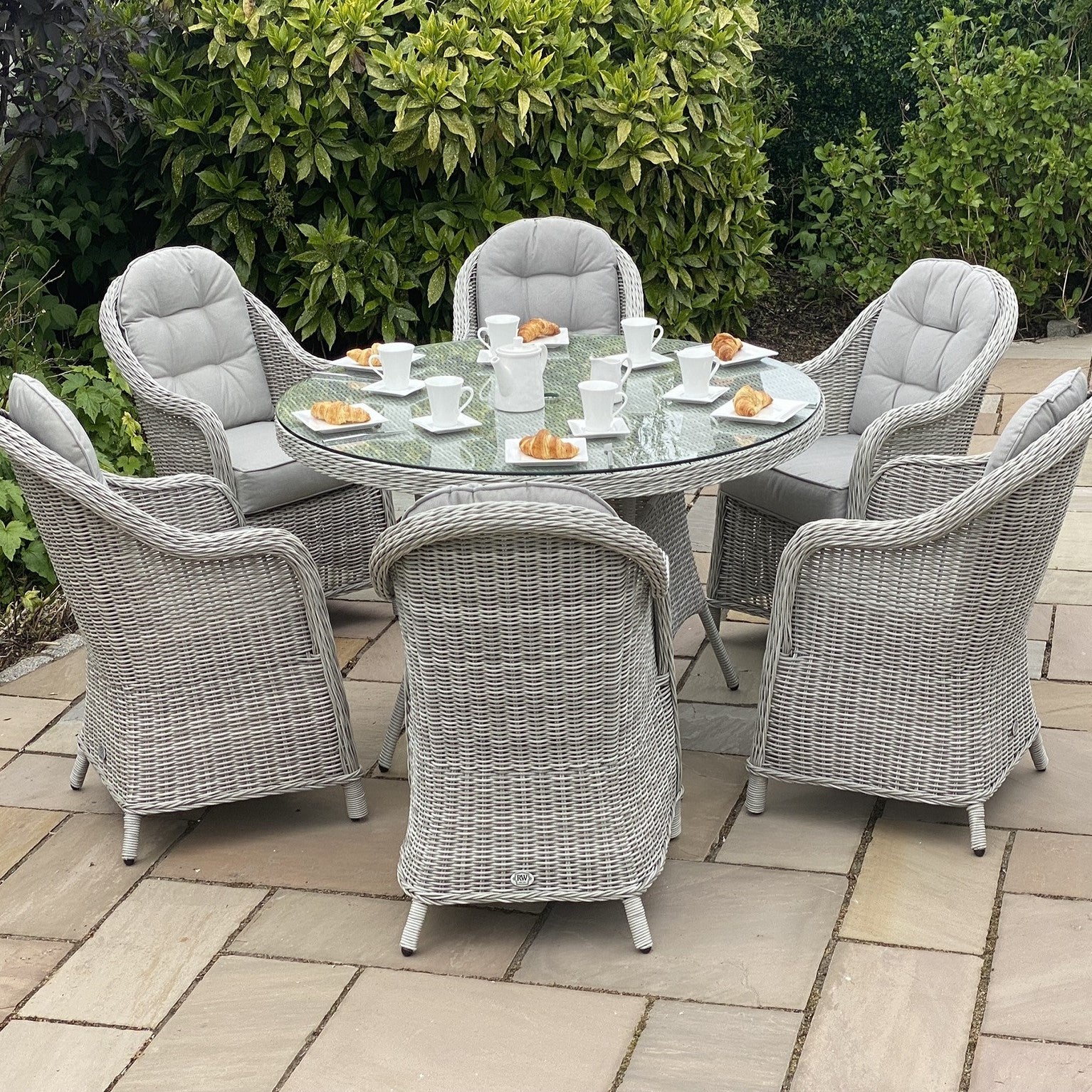 Sepino Seater Set with Round Table Lazy Susan (Light Grey