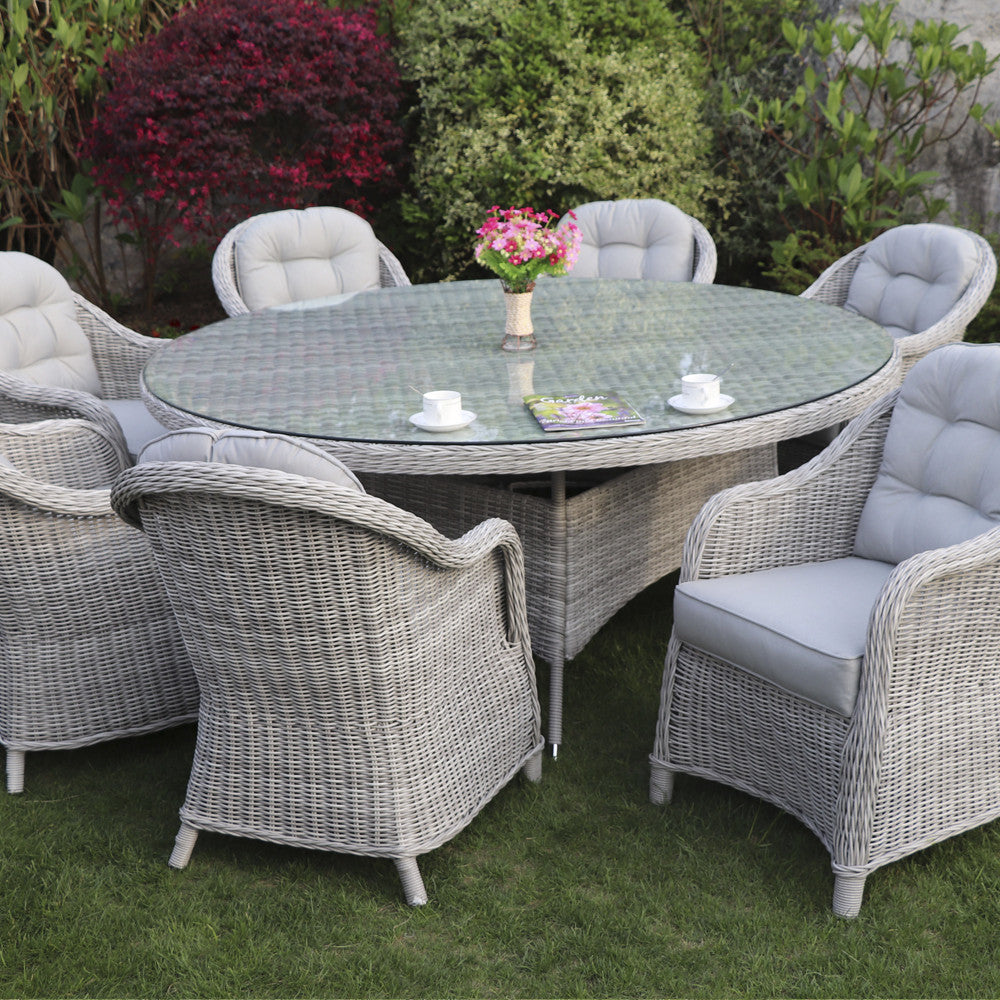 Seater Rattan Table And Chairs Round Bramblecrest Chedworth 8-Seat