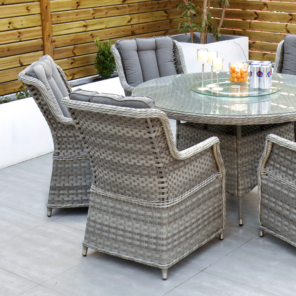 Bali - 6 Seat – with Set Lowneys (Grey) 135cm Table Round